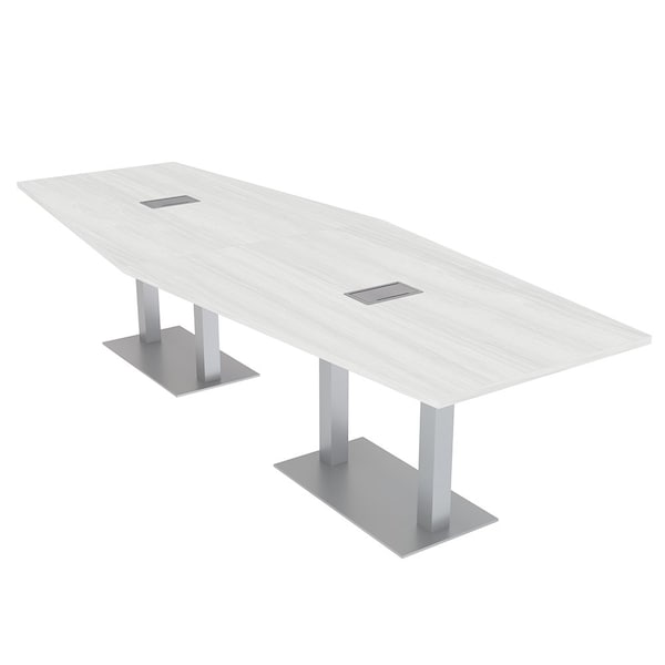 Skutchi Designs 45 in W, 120 in L, 29 in H, Engineered Wood Top, White HAR-HEX.IR-46x119-DOU-ELEC-WHCYPRESS - main